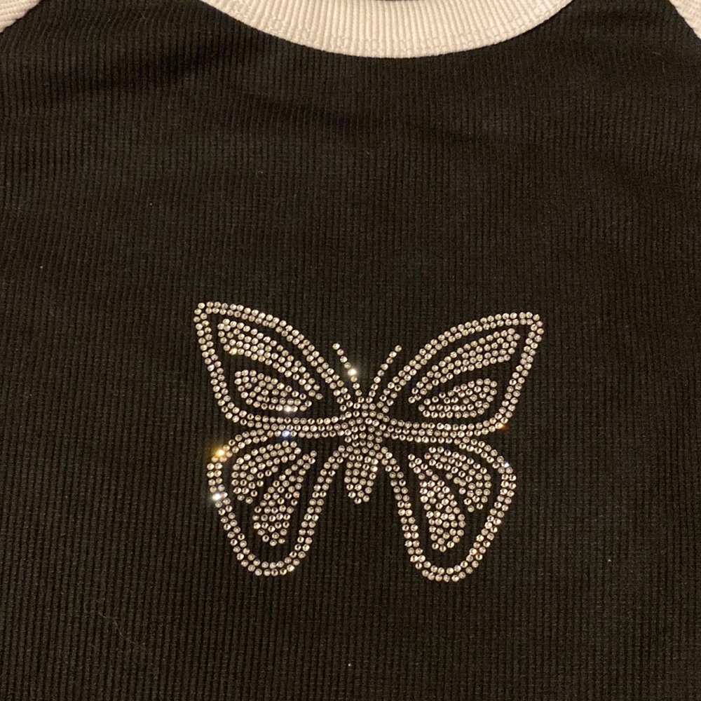 Rhinestone butterfly shirt